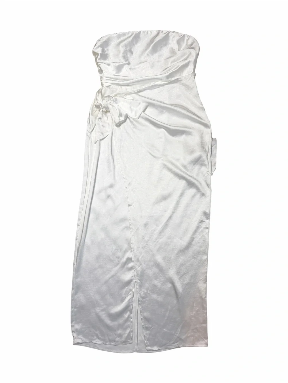 Selfie Leslie White Gianna Strapless Waist Tie Midi Dress Womens L